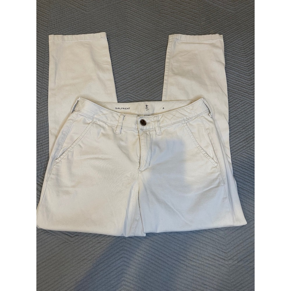 St Johns Bay Girlfriend Chino Pants Womens 8 Beige Khaki Tan Cotton Trousers